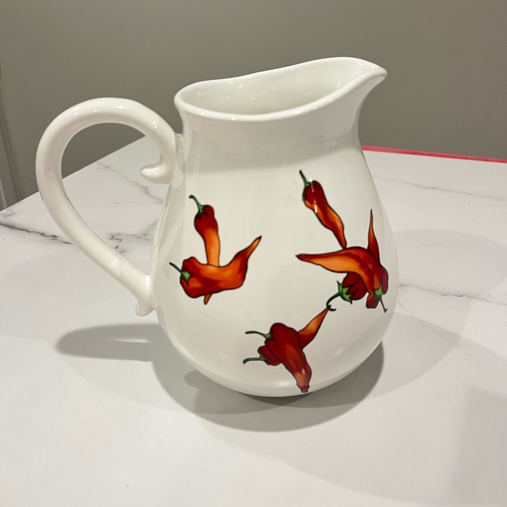 Hand Painted Cost Plus World Market Chili Pepper Design Ceramic Pitcher